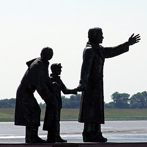 skulptūra, emigrantų, paminklas, statula, asmens, žmogaus, bronzos