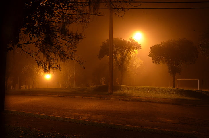 brouillard, place, Curitiba, Paraná, Brésil