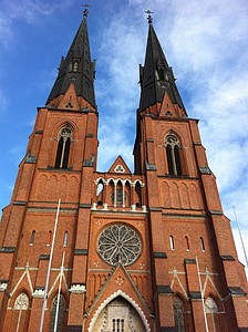 sociedade, Catedral, Uppsala, edifício, para cima, Himmel, Torre