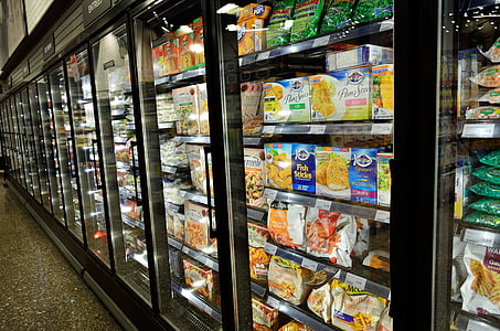 Tiefkühlkost, Supermarkt, gefroren, Kälte, zer, Lebensmittelgeschäft, gesund