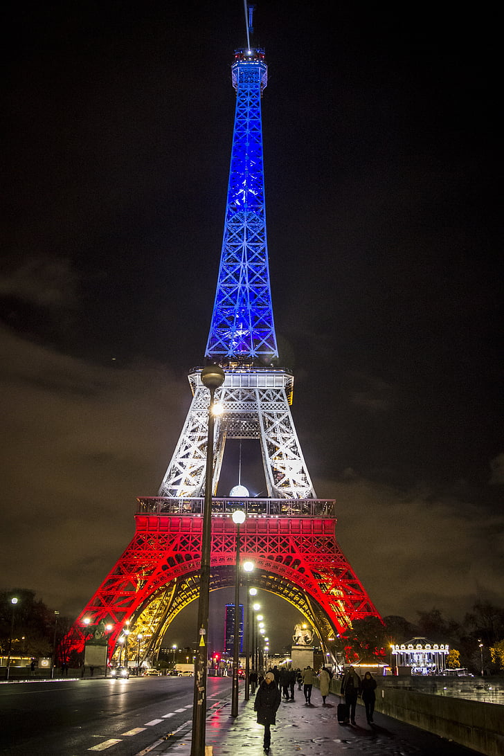 Paris, Prancis, bendera, Menara Eiffel, Eropa, Prancis, Pariwisata