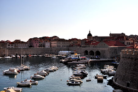 παλιό λιμάνι, Ντουμπρόβνικ, Κροατία, παλιά πόλη, Μεσογειακή, Αδριατική θάλασσα, αρχιτεκτονική