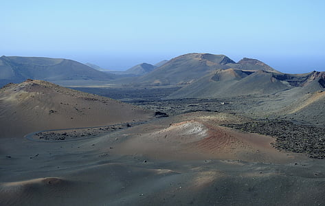 paisagem vulcânica, Lanzarote, Timanfaya, campo de lava, Ilhas Canárias, vulcânica, cratera