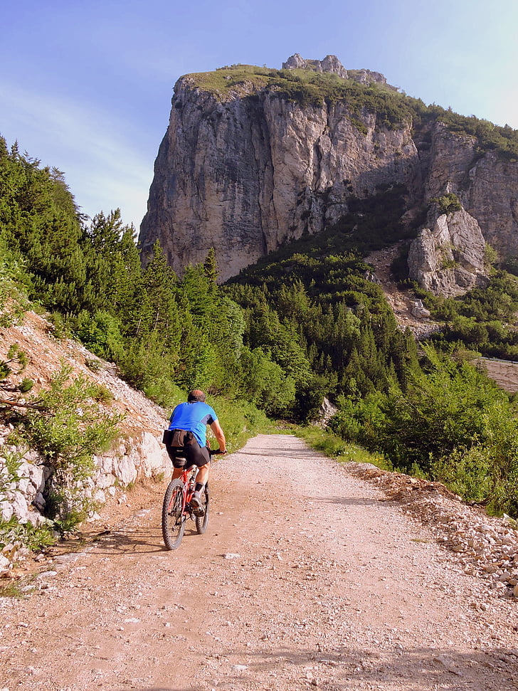 Radrennfahrer, Trail, Berg, Natur, Himmel, Wandern