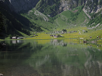 bergsee, seealpsee, dağlar, Alp