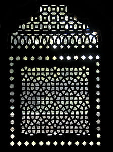 lys, skygge, vindue, mausoleum, Indien, Delhi, humanyun mausoleum