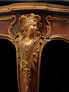 möbler, Ludvig xvi, foten, guéridon, tabell, brons, Antik