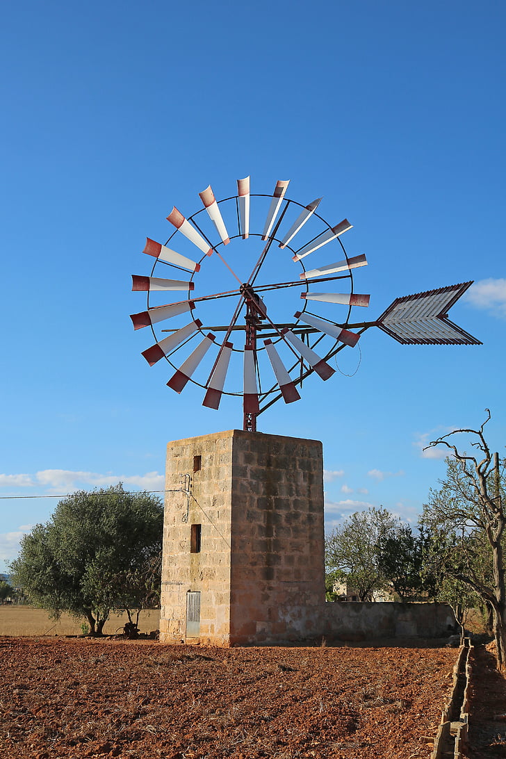 Mallorca, windmolen, oude molen, windräder, traditioneel, landbouw, oude