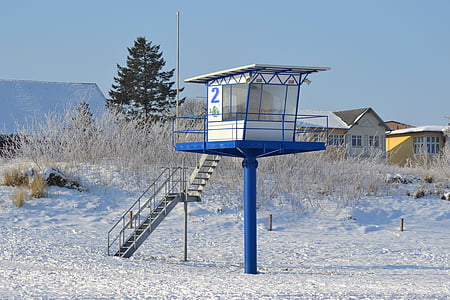 Torre de recuperació, costanera, Ahlbeck, turm2, platja d'hivern