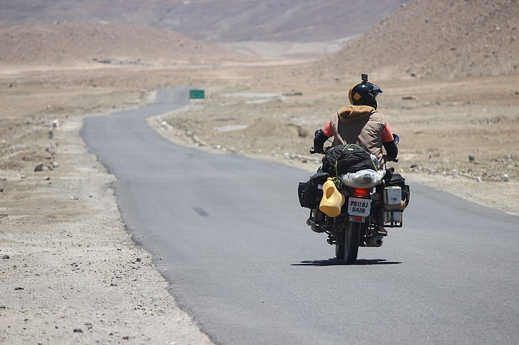 Rider, himalyan, punkt, blå, Leh, Ladakh, Kashmir