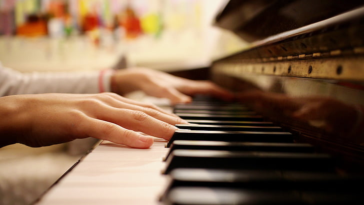 música, piano, claus, mans, pianola, eina, melodia