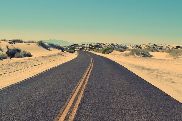 asfalto, piegare, curva, deserto, Sfondi desktop gratis, desktop, Dune