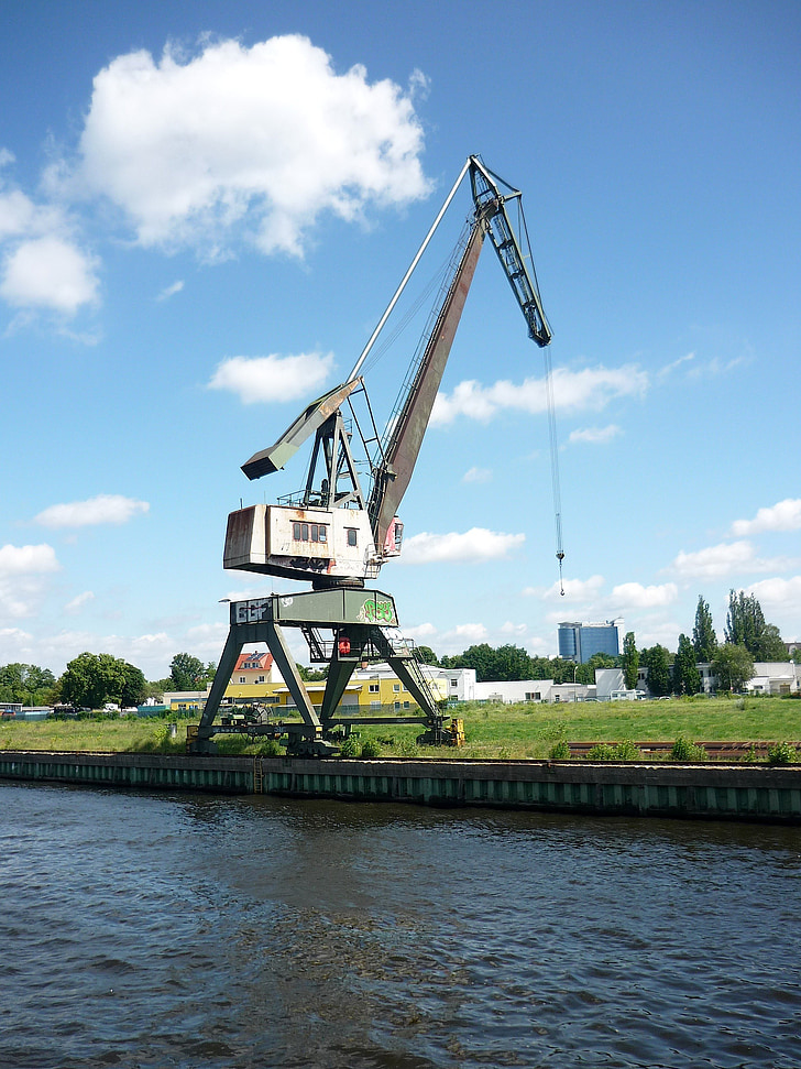 crane, loading crane, harbour crane, water, port