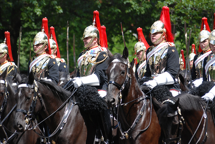 trooping, mænd, heste, ceremoniel, vagter, tradition