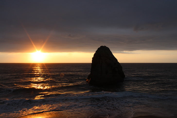havet, futatsuiwa, Asahi, solnedgång