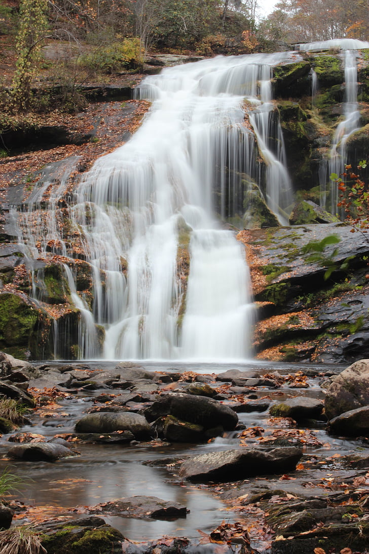 Wodospad, łysy river falls, Natura, upadek, jesień, strumień, lasu