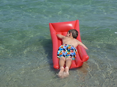 materasso di aria, bambini, acqua, corpo galleggiante, mare, rilassarsi, Vacanze