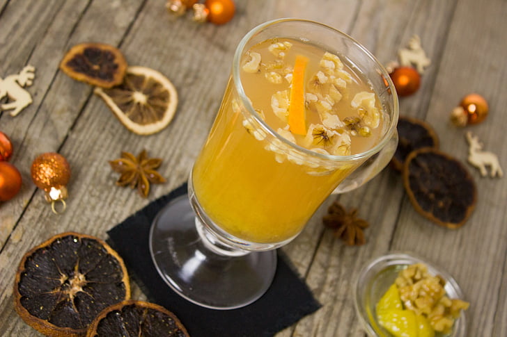 Punch, oranssi, valkoviini, appelsiinimehu, juoma, kuuma juoma, joulu