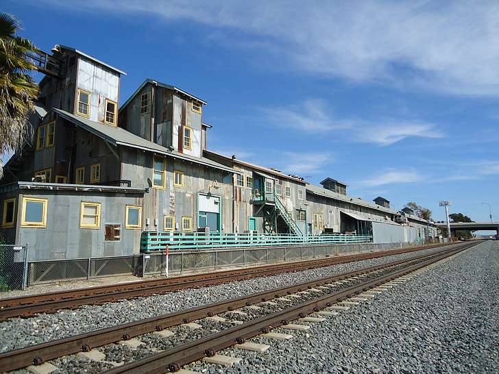 rails de train, entrepôt, usine de haricot, historique, Californie, El toro