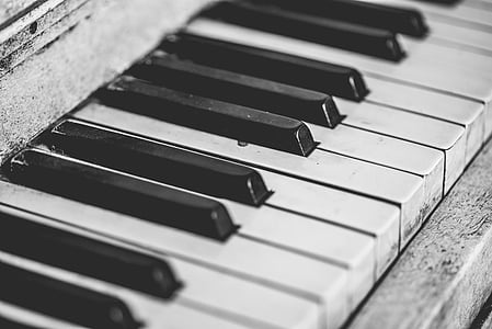 piano, instrumento, música, chaves, notas, velho, vintage