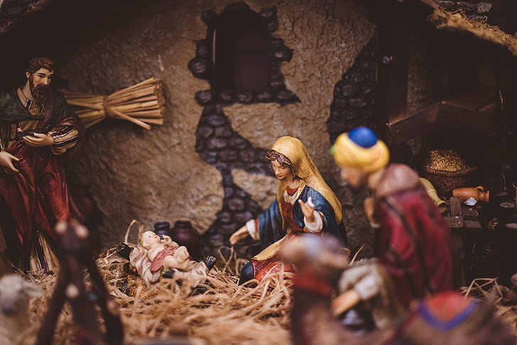 narození, Ježíš, Kristus, sošky, Vánoční, den, Svatá