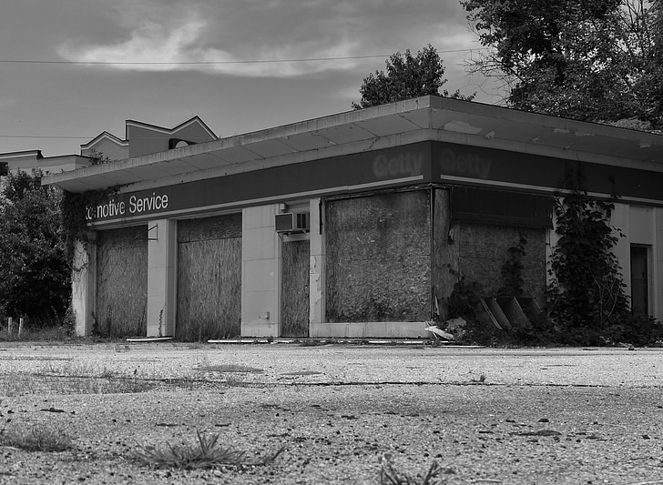 abandoned, gas station, gas, gasoline, cars, automobiles, fuel