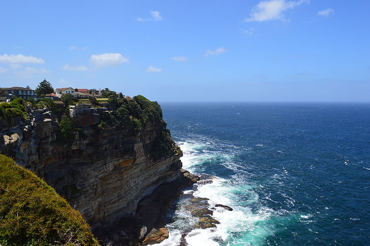 cliff, sydney, australia, walk, wave, sea, beautiful
