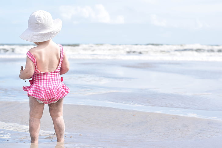 plaj, kum, Kız, yürümeye başlayan çocuk, Yaz, Deniz, tatil