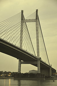 cable, bridge, evening, construction, architecture, bombay, mumbai