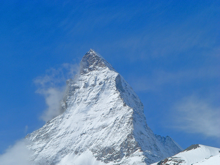 Matterhorn, Sjeverni zid, Švicarska, Zermatt, Zima, u Alpama, planine