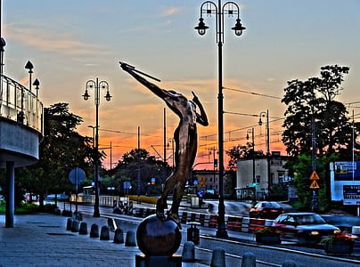 luczniczka nova, Bydgoszcz, heykel, heykel, şekil, Sanat, sokak
