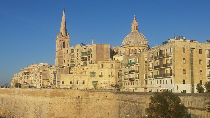 Málta, Valletta, mediterrán, város, tőke, sziget, régi
