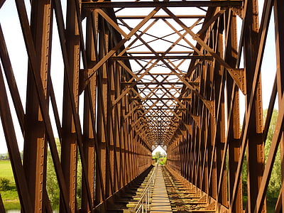 railway bridge, rust, bridge, train, railway line, germany, transport