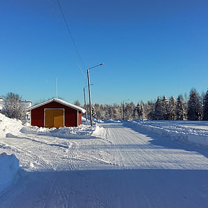 vinter, Road, Sky, kalla, ladugården, dag, solsken