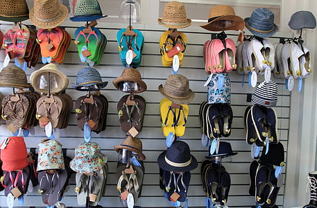 Flip flops, cepures, apģērbi, kurpes, vasaras cepure, cepure, cepures