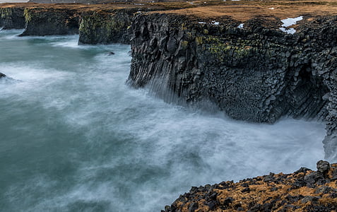 море скала, море, Клиф, океан, Исландия, крайбрежие, пътуване