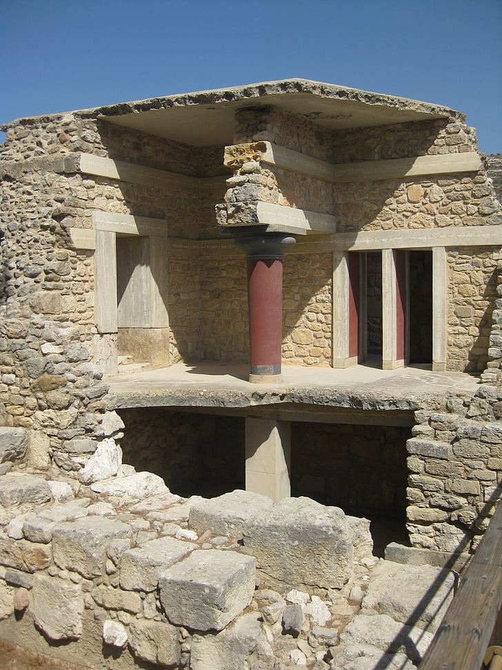 Кносос, Крит, празник, повече, укрепване на изкоп, разруха, храма