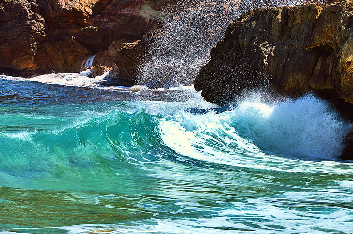agua, ola, de surf, mar, naturaleza, Costa, acantilado