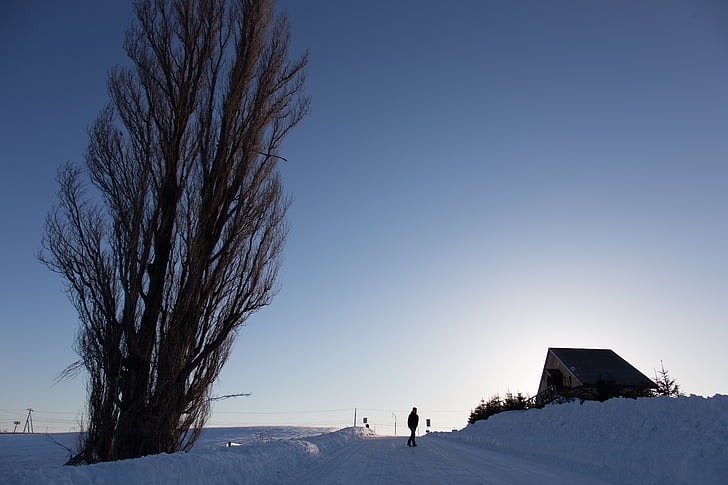 Ken mary, hokaido, snö, blå himmel, Japan