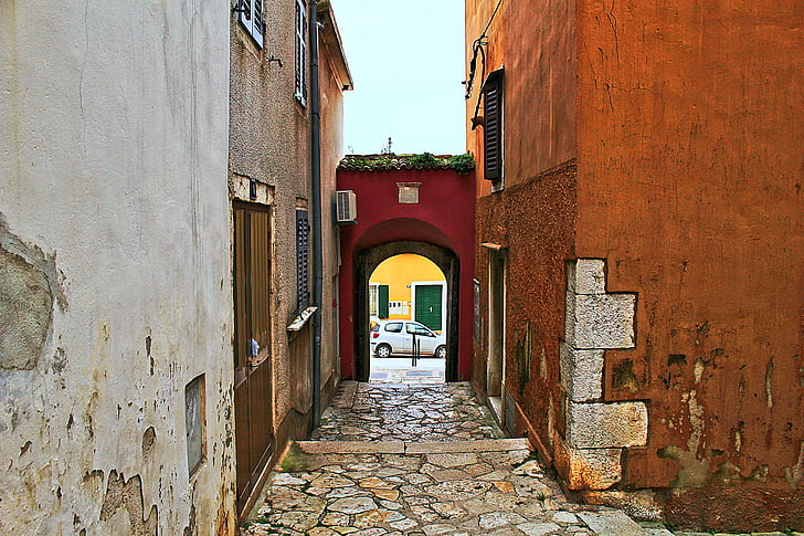 alley, old town, croatia, narrow lane, hdr image