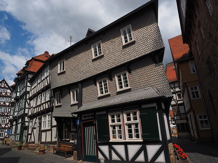 Fritzlar, fachwerkhäuser, sentrum, historiske gamlebyen, Stadtmitte, bygge, vinduet