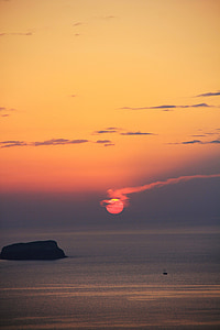 pôr do sol, Santorini, mar, romântico, abendstimmung, Grécia, Ilha