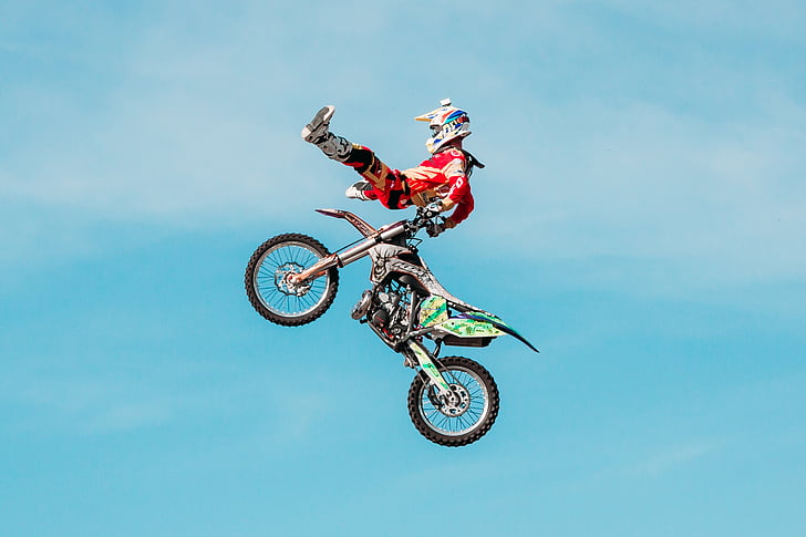 FMX, Extreme, motorcykel, rytter, Style motocross, Sky, motorcyklist
