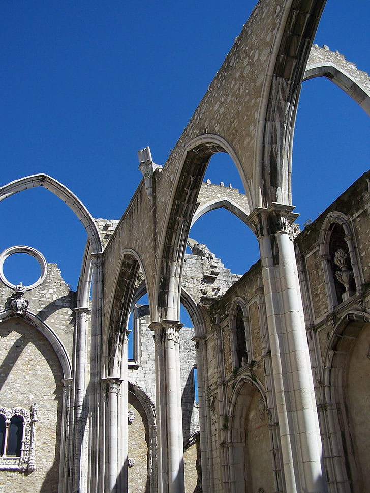 lisbon, portugal, ruins, church, architecture, cathedral, europe
