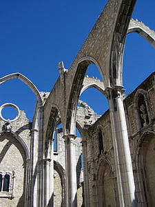 lisbon, portugal, ruins, church, architecture, cathedral, europe