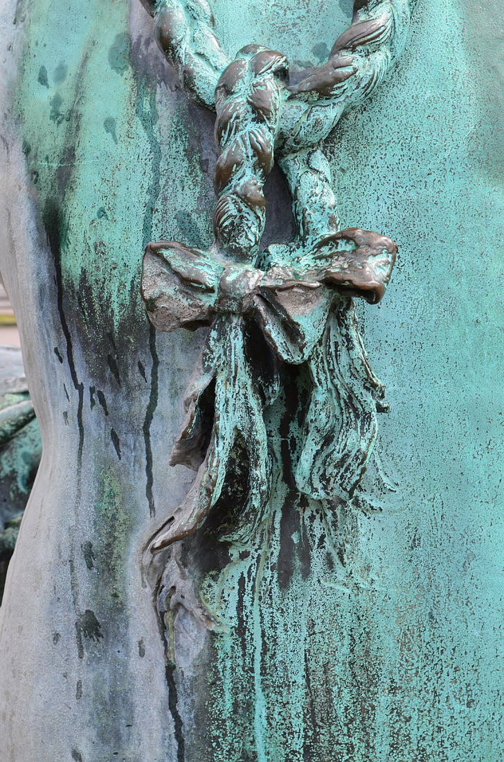 tresses, meulage, tresses, bronze, statue en bronze, statue de, Figure