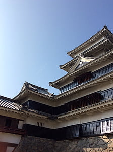 hrad, Matsumoto castle, Nagano, budova, hrad z Japonska, slunečno, obloha