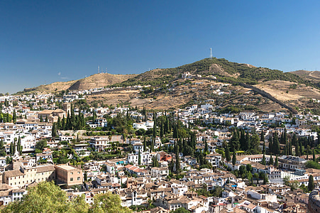Granada, Spagna, città, città, paesaggio, montagne, edifici