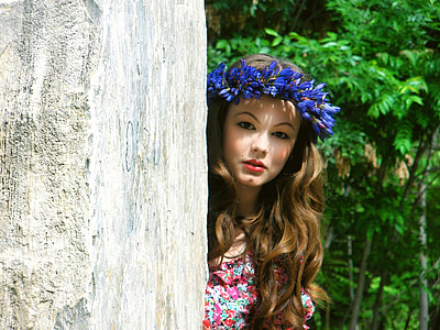 Κορίτσι, φύση, στεφάνι, το καλοκαίρι, σε εξωτερικούς χώρους, λουλούδια, μαλλιά