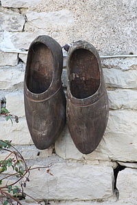 schoen, muur, Frankrijk, oude, schoenen